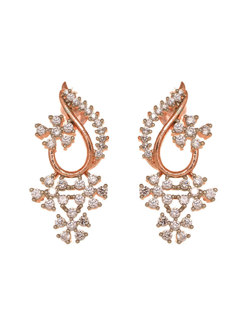 Rosegold Plated AD studded Necklace Earrings Jewellery Set