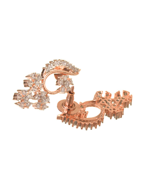 Rosegold Plated AD studded Necklace Earrings Jewellery Set