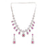 White Rhodium Plated Red AD studded Necklace Earrings Jewellery Set