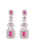 White Rhodium Plated Red AD studded Necklace Earrings Jewellery Set