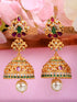 Gold Plated Multi stone studded Jhumka Earrings
