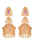 Gold Plated Multi stone studded Jhumka Earrings
