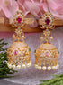 Gold Plated Multi stone studded Jhumka Earrings