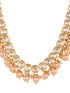 Gold Plated Single line Kundan Pearl Beaded Necklace Jewellery Set