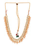 Gold Plated Single line Kundan Pearl Beaded Necklace Jewellery Set