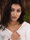 Gold Plated Single line Kundan Pearl Beaded Necklace Jewellery Set
