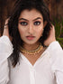 Gold Plated Single line Kundan Pearl Beaded Necklace Jewellery Set