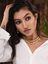 Gold Plated Single line Kundan Pearl Beaded Necklace Jewellery Set