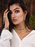 Gold Plated Single line Kundan Pearl Beaded Necklace Jewellery Set