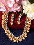 Gold Plated Single line Kundan Pearl Beaded Necklace Jewellery Set