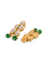 Gold Toned Double line Kundan & Green Beaded Necklace Jewellery Set