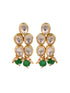 Gold Toned Double line Kundan & Green Beaded Necklace Jewellery Set