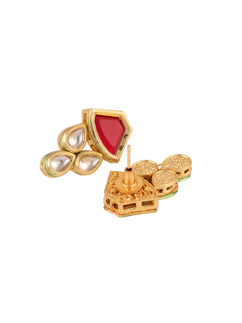 Gold Plated Multi Kundan studded modern Necklace Jewellery Set