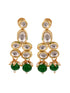 Gold Plated Green & White Kundan studded Beaded Choker Jewellery Set