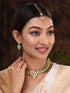 Gold Plated Green & White Kundan studded modern Necklace Jewellery Set