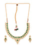 Gold Plated Green & White Kundan studded modern Necklace Jewellery Set
