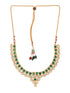 Gold Plated Green & White Kundan studded modern Necklace Jewellery Set