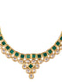 Gold Plated Green & White Kundan studded modern Necklace Jewellery Set