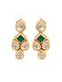 Gold Plated Green & White Kundan studded modern Necklace Jewellery Set
