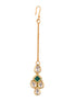 Gold Plated Green & White Kundan studded modern Necklace Jewellery Set