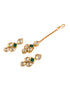Gold Plated Green & White Kundan studded modern Necklace Jewellery Set