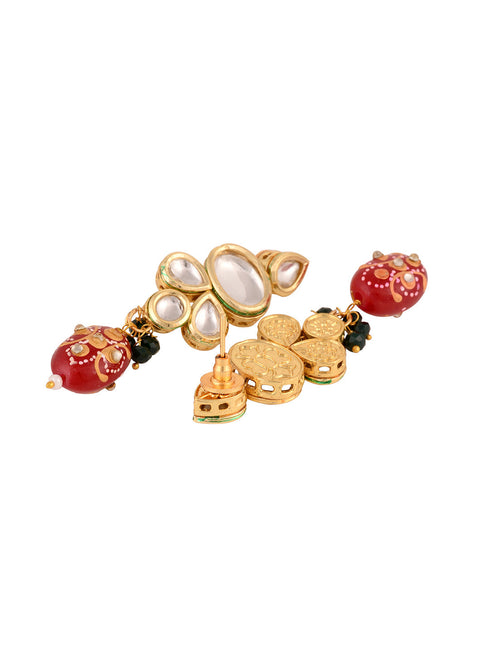 Gold Toned Kundan & Multi Bead studded Handcrafted Jewellery Set
