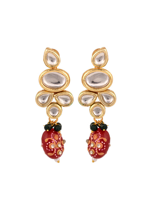 Gold Toned Kundan & Multi Bead studded Handcrafted Jewellery Set