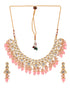 Gold Toned Kundan & Pink Bead studded Handcrafted Jewellery Set