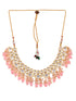 Gold Toned Kundan & Pink Bead studded Handcrafted Jewellery Set