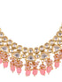 Gold Toned Kundan & Pink Bead studded Handcrafted Jewellery Set