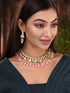 Gold Toned Kundan & Pink Bead studded Handcrafted Jewellery Set
