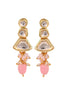 Gold Toned Kundan & Pink Bead studded Handcrafted Jewellery Set