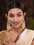 Gold Plated Orange Kundan studded & Beadded modern Chandballi Earrings