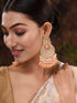 Gold Plated Orange Kundan studded & Beadded modern Chandballi Earrings