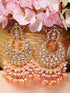 Gold Plated Orange Kundan studded & Beadded modern Chandballi Earrings
