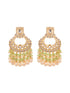 Gold Plated Mint Kundan studded & Beadded Cresent Chandballi Earrings