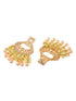Gold Plated Mint Kundan studded & Beadded Cresent Chandballi Earrings