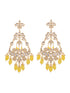 Gold Plated Yellow Kundan studded & Beadded modern Dangler Earrings
