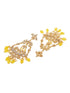 Gold Plated Yellow Kundan studded & Beadded modern Dangler Earrings