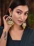 Gold Plated Yellow Kundan studded & Beadded modern Dangler Earrings