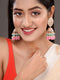 Gold Plated Mint & Pink Kundan studded & Beadded Jhumka Earrings