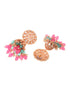 Gold Plated Mint & Pink Kundan studded & Beadded Jhumka Earrings