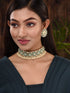Gold Toned Mint & White Kundan AD studded Pearl beadded Choker Jewellery Set