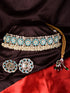 Gold Toned Mint & White Kundan AD studded Pearl beadded Choker Jewellery Set