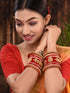 Gold Plated set Of 2 Matching Red Bangles kundan studded Bridal designer Chuda