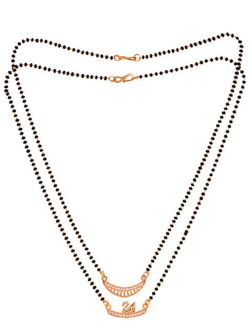Set Of 2 Gold Plated AD Studded & Beaded Mangalsutra COMBO