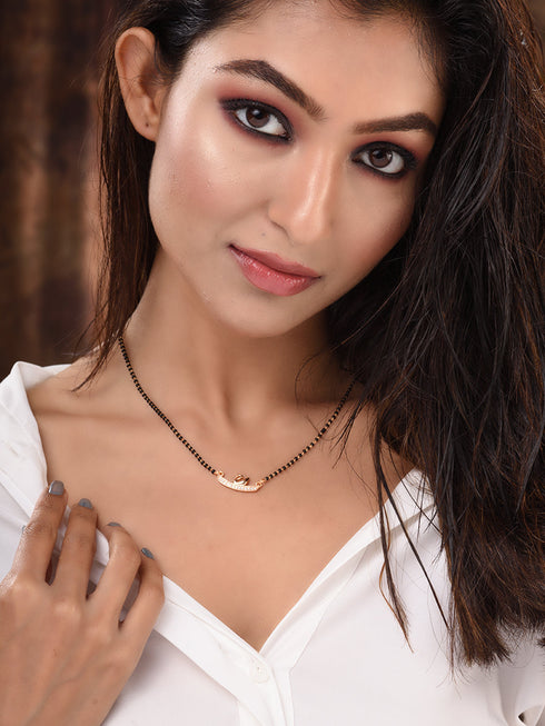 Set Of 2 Gold Plated AD Studded & Beaded Mangalsutra COMBO