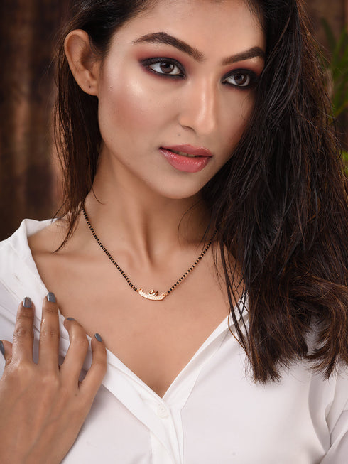 Set Of 2 Gold Plated AD Studded & Beaded Mangalsutra COMBO