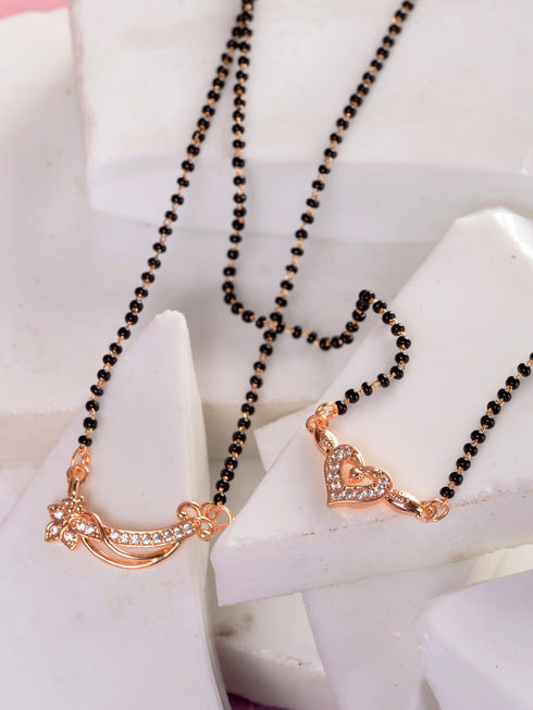 Set Of 2 Gold Toned AD Studded Delicate mangalsutra COMBO