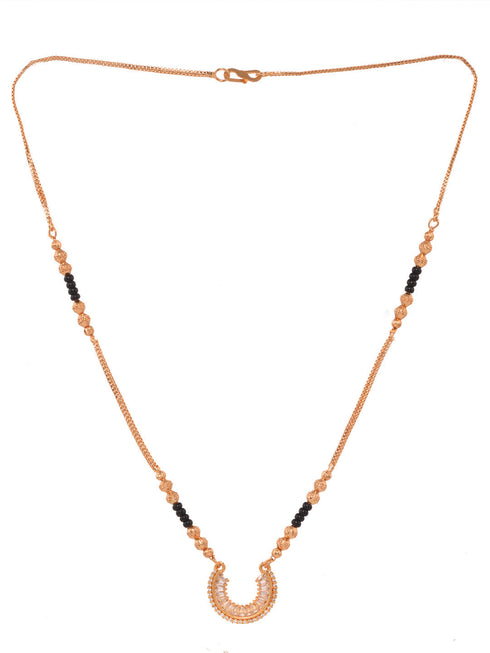 Gold Plated White AD Studded & Beaded Pendant Mangalsutra COMBO